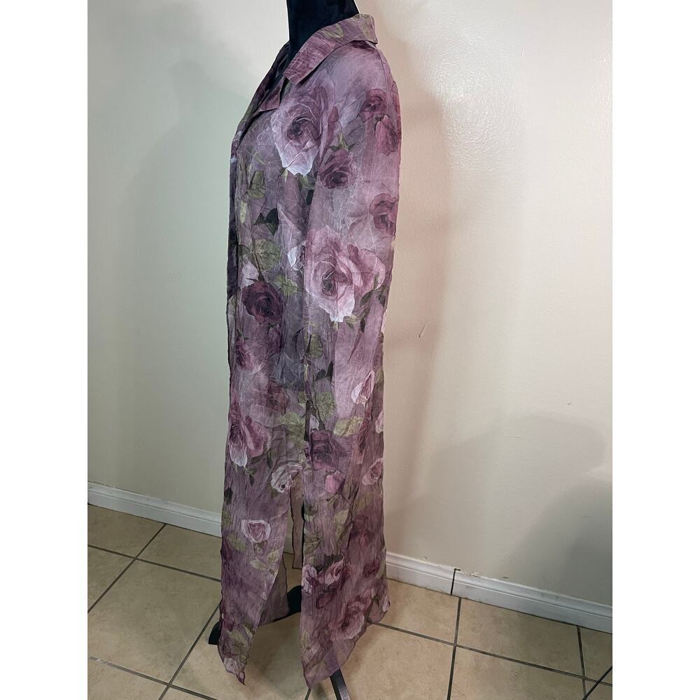 midnight velvet Vintage Floral Jacket  Long Pink Cottagecore Rose size 16 - Picture 4 of 11
